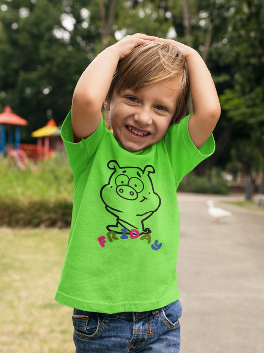 Kid's Piggy Friday Unisex T-shirt Liril Green by ZealforTee