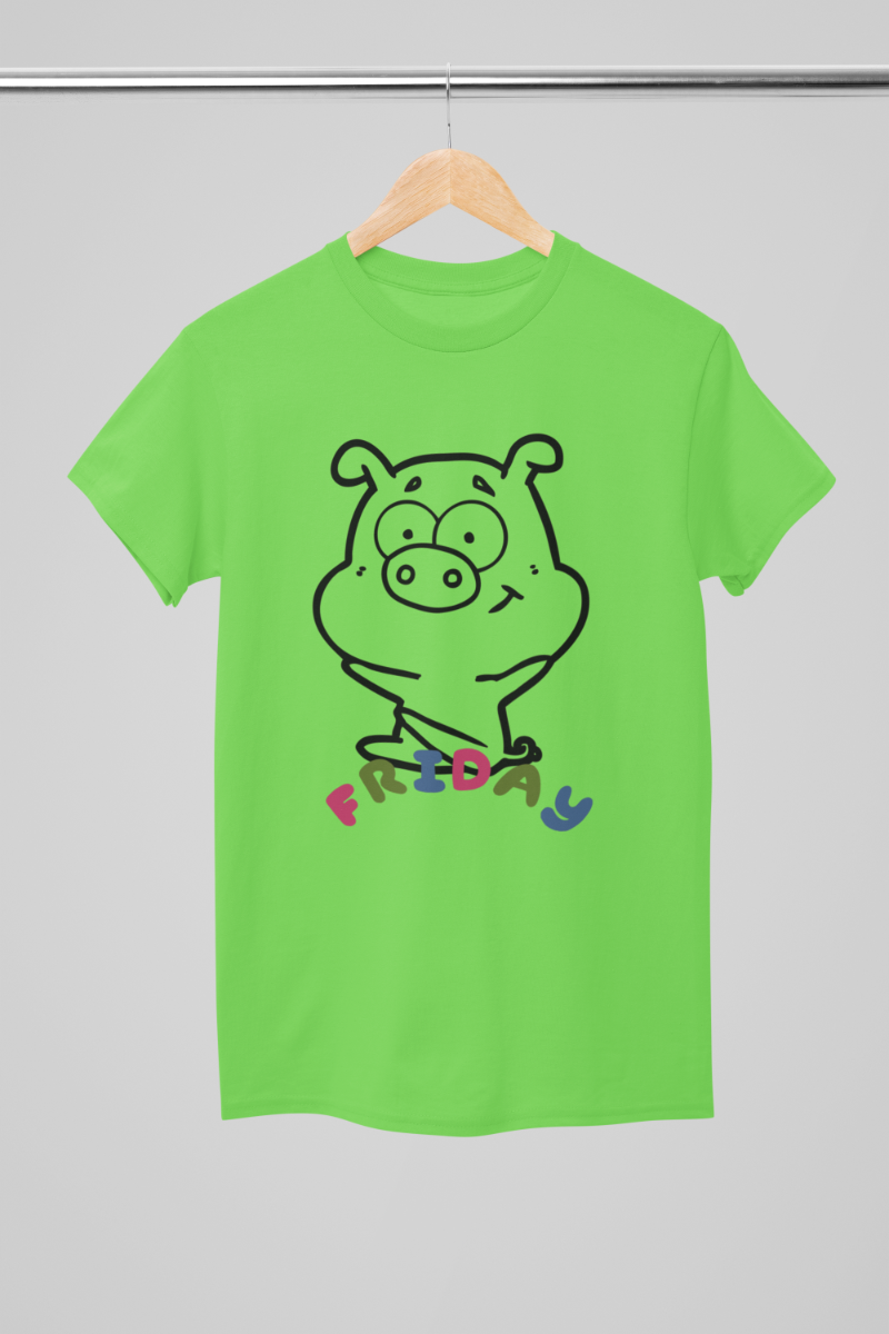 Kid's Piggy Friday Unisex T-shirt Liril Green by ZealforTee