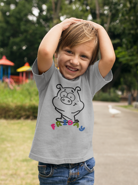 Kid's Piggy Friday Unisex T-shirt Golden Yellow by ZealforTee