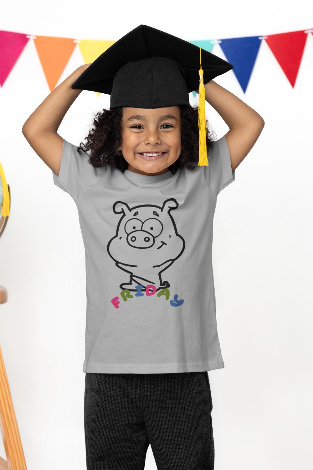 Kid's Piggy Friday Unisex T-shirt Golden Yellow by ZealforTee