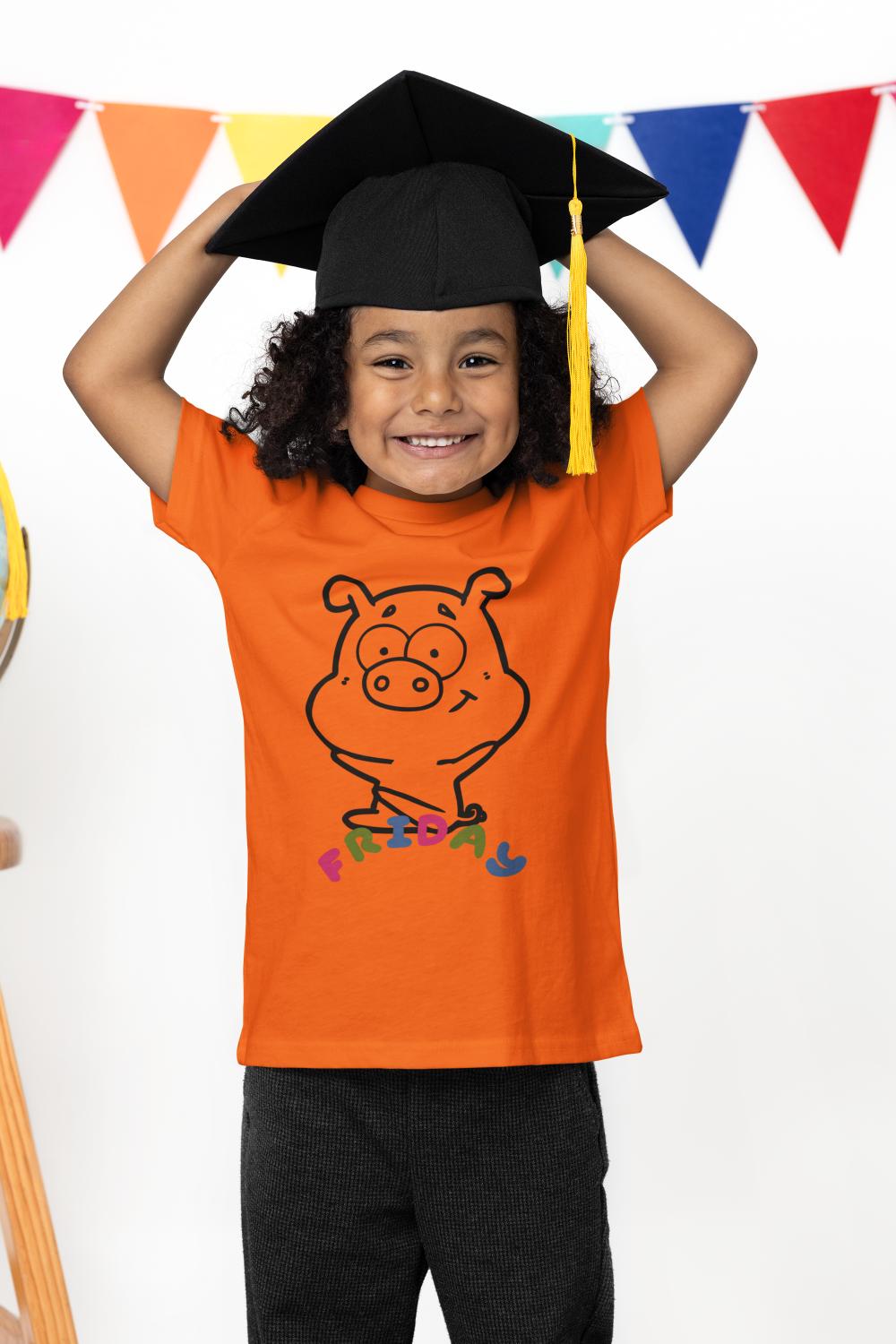 Kid's Piggy Friday Unisex T-shirt Iris Lavender by ZealforTee