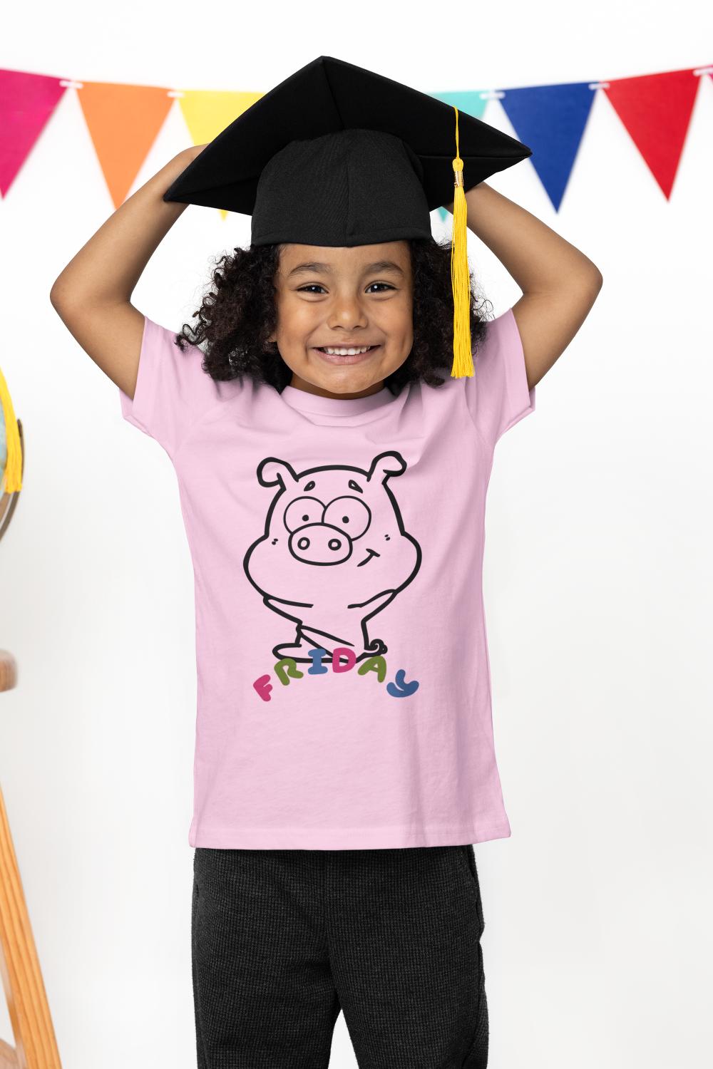 Kid's Piggy Friday Unisex T-shirt Red by ZealforTee