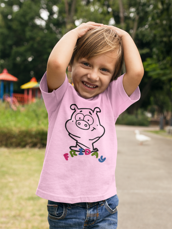 Kid's Piggy Friday Unisex T-shirt Red by ZealforTee