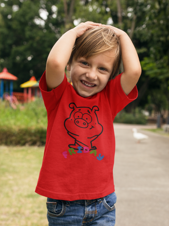 Kid's Piggy Friday Unisex T-shirt Light Pink by ZealforTee