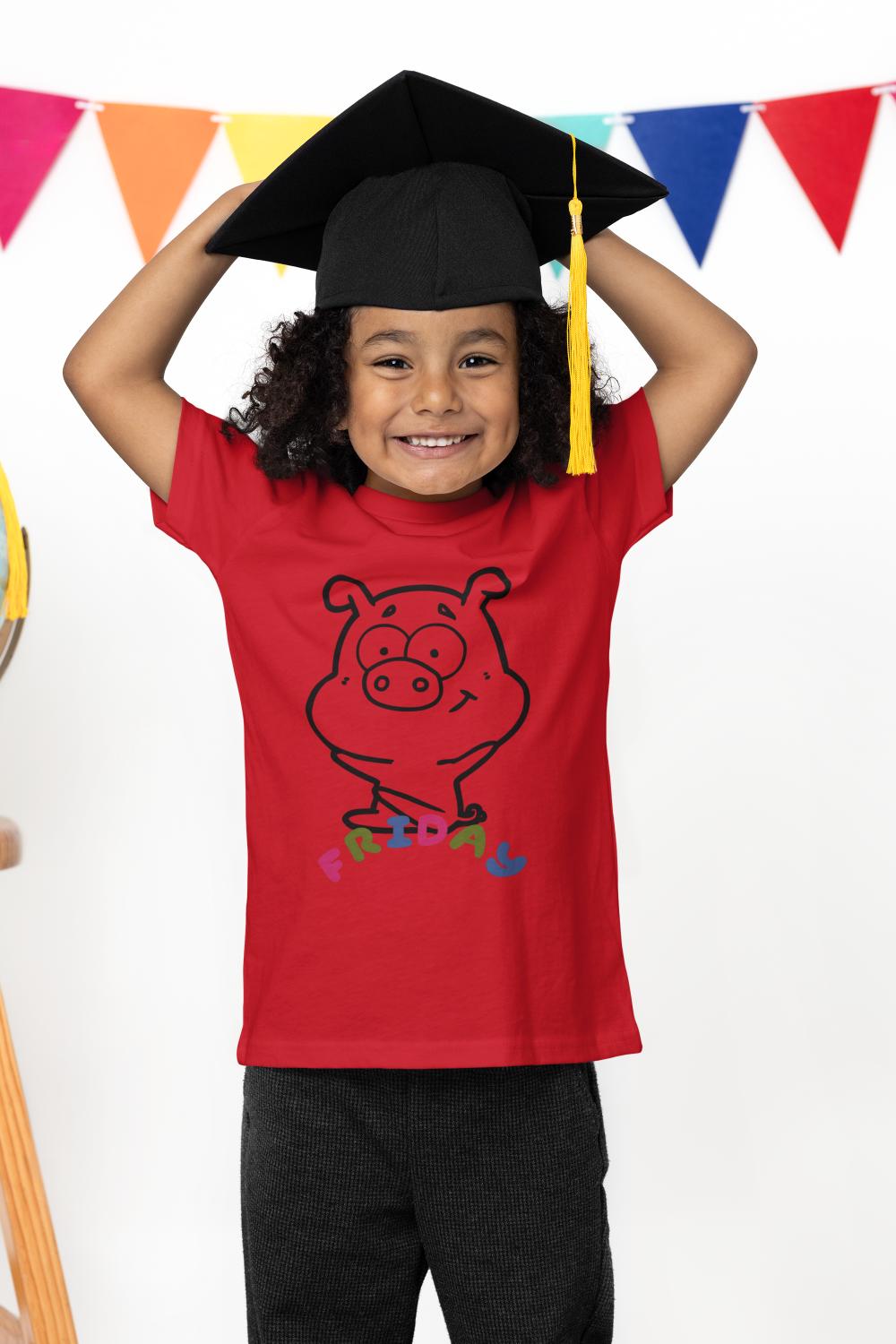 Kid's Piggy Friday Unisex T-shirt White by ZealforTee