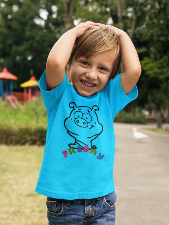 Kid's Piggy Friday Unisex T-shirt Melange Grey by ZealforTee