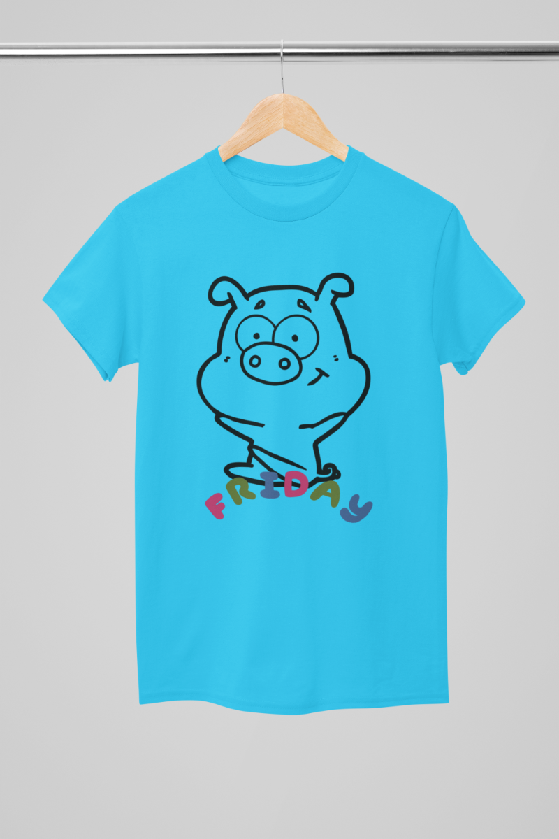 Kid's Piggy Friday Unisex T-shirt Melange Grey by ZealforTee