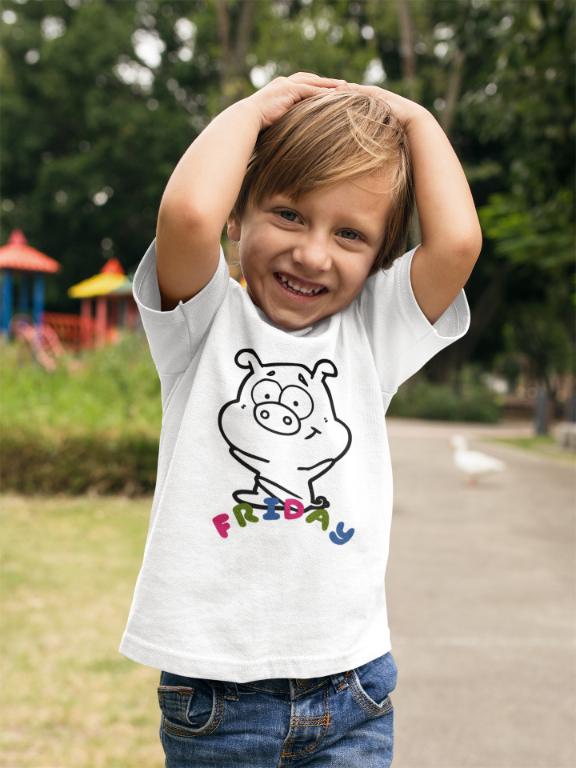 Kid's Piggy Friday Unisex T-shirt Iris Lavender by ZealforTee