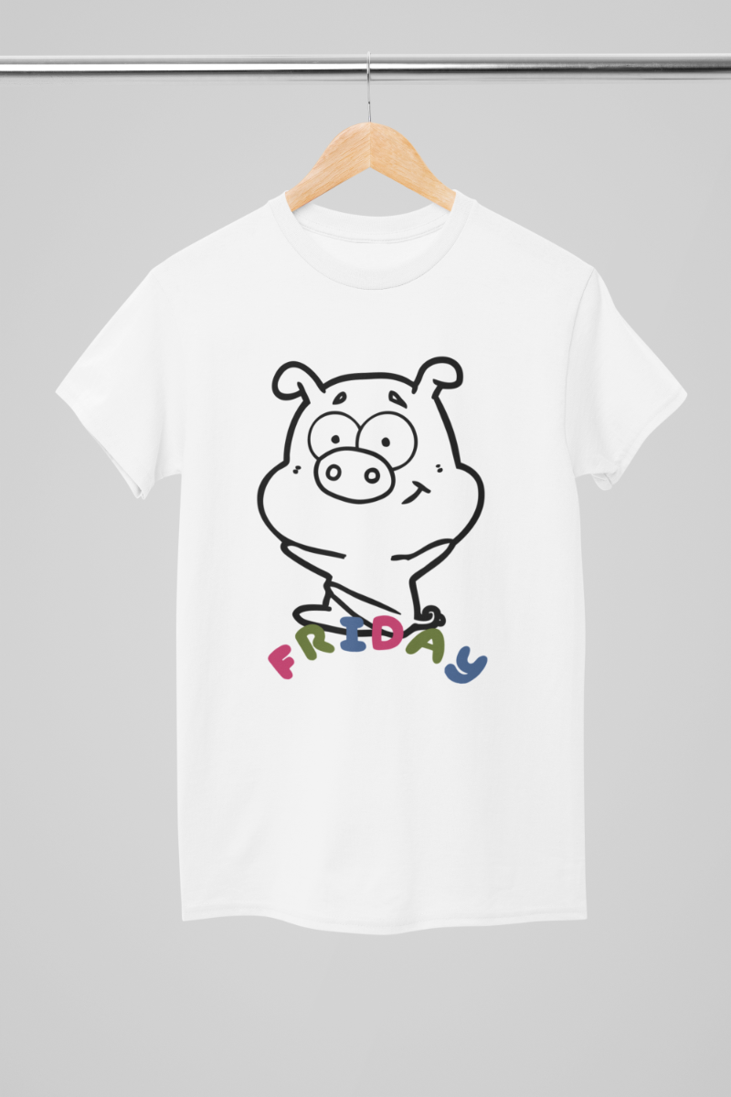 Kid's Piggy Friday Unisex T-shirt Light Pink by ZealforTee
