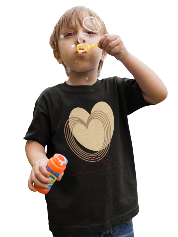 Kid's Minimal Heart Unisex T-shirt Black by ZealforTee