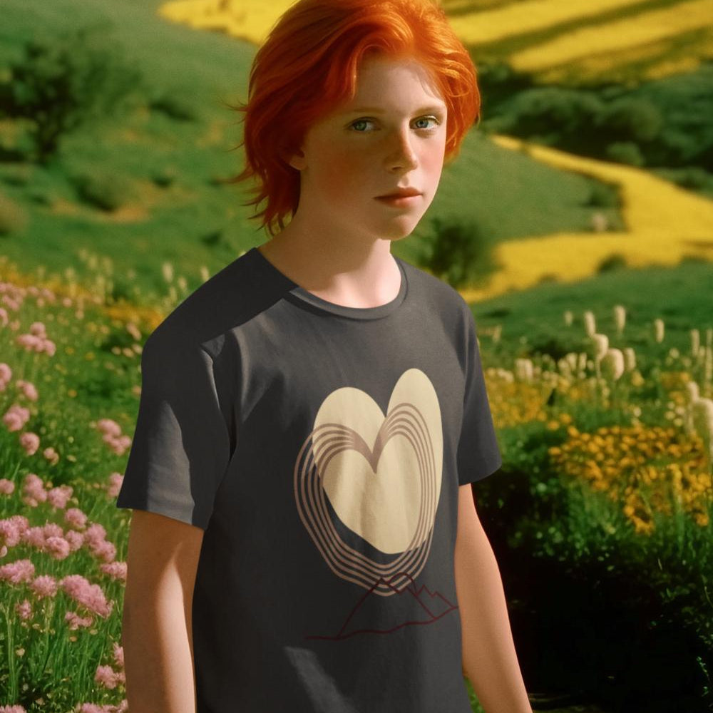 Kid's Minimal Heart Unisex T-shirt Black by ZealforTee