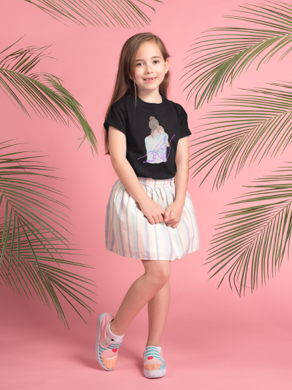 Kid's Palm Line Art Unisex T-shirt Light Baby Pink by ZealforTee