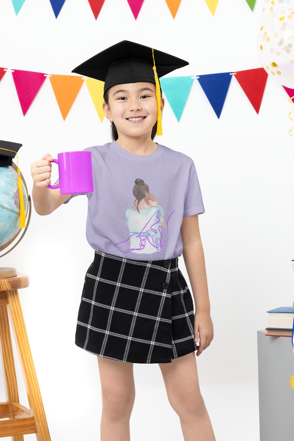 Kid's Palm Line Art Unisex T-shirt Lavender by ZealforTee