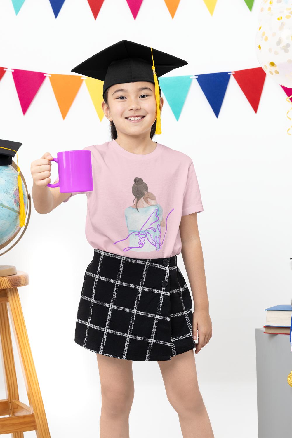 Kid's Palm Line Art Unisex T-shirt Lavender by ZealforTee