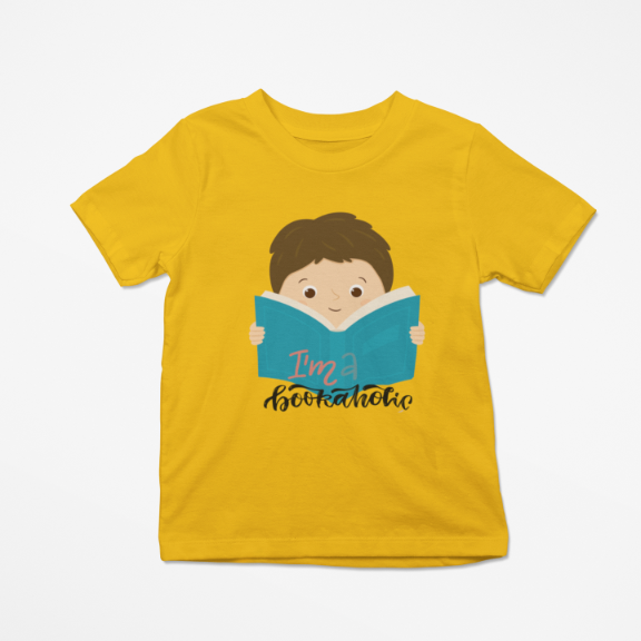 Kid's Bookaholic Unisex T-shirt Golden Yellow by ZealforTee