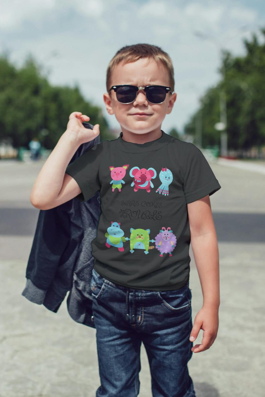 Kids Trouble Unisex T-Shirt Black by ZealforTee