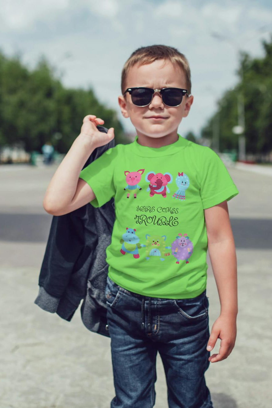 Kids Trouble Unisex Tshirt White by ZealforTee