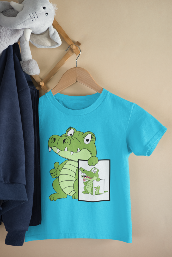 Kids Baby Croc Unisex Tshirt Black by ZealforTee