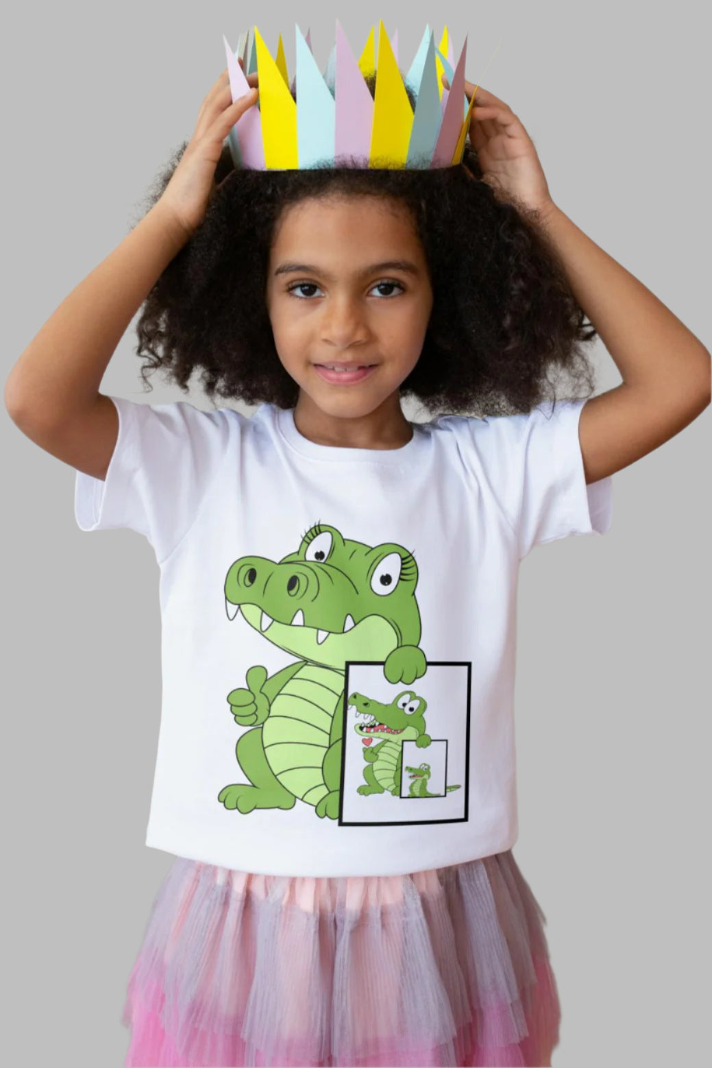 Kids Baby Croc Unisex Tshirt White by ZealforTee
