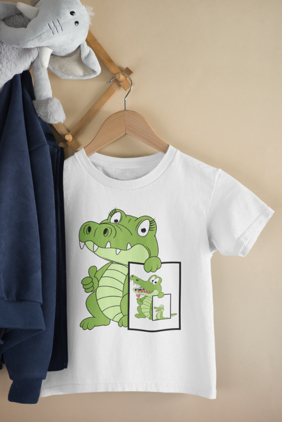 Kids Baby Croc Unisex Tshirt White by ZealforTee