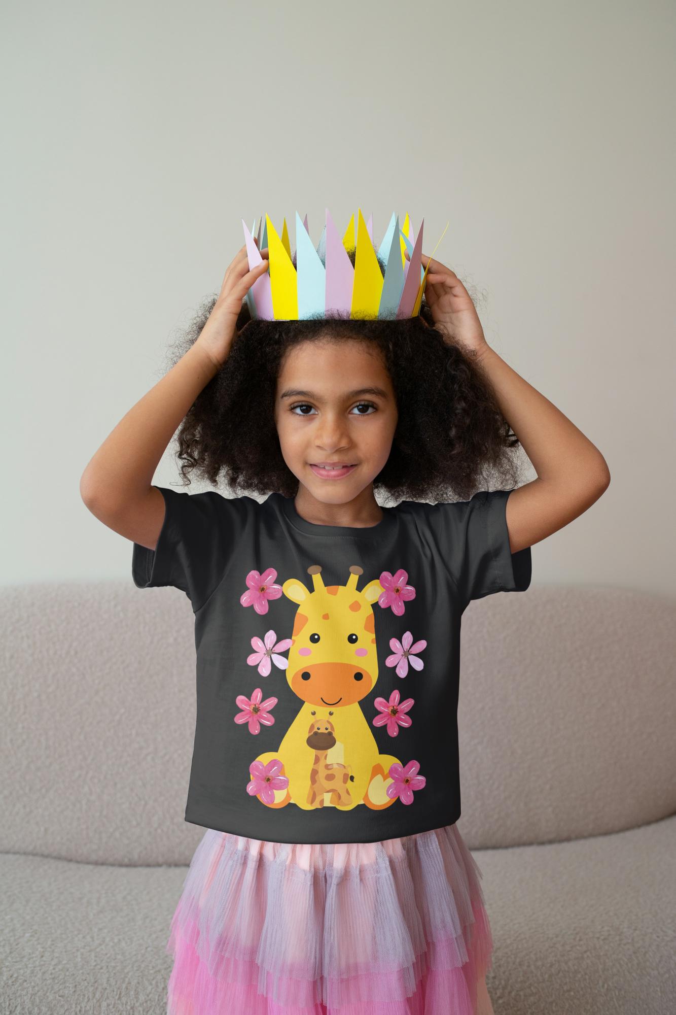 Kid's Baby Giraffe Unisex Tshirt Iris Lavender by ZealforTee