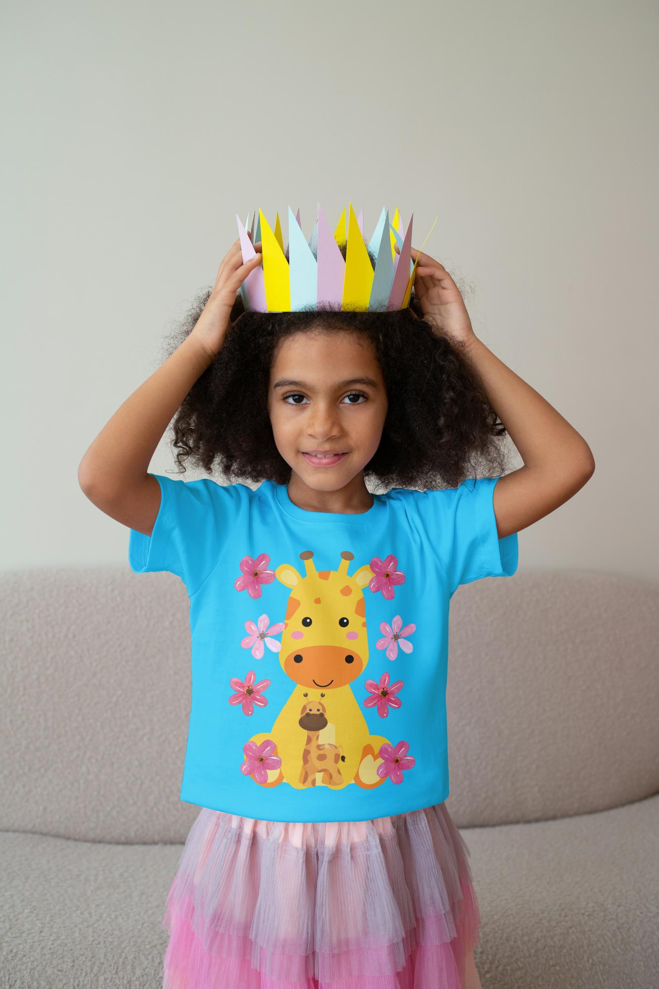 Kid's Baby Giraffe Unisex Tshirt White by ZealforTee