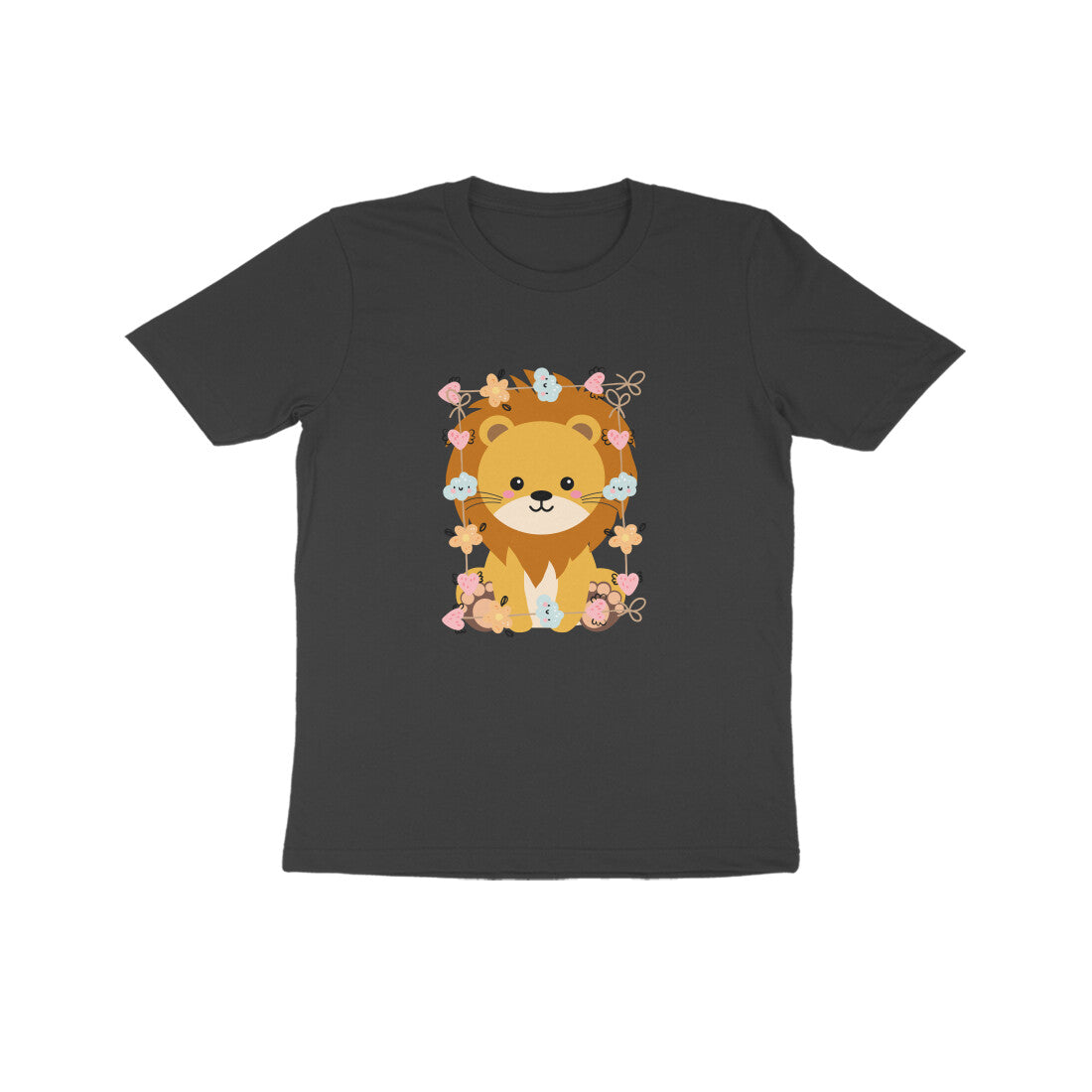 Kids Baby Lion Unisex Tshirt Black by ZealforTee