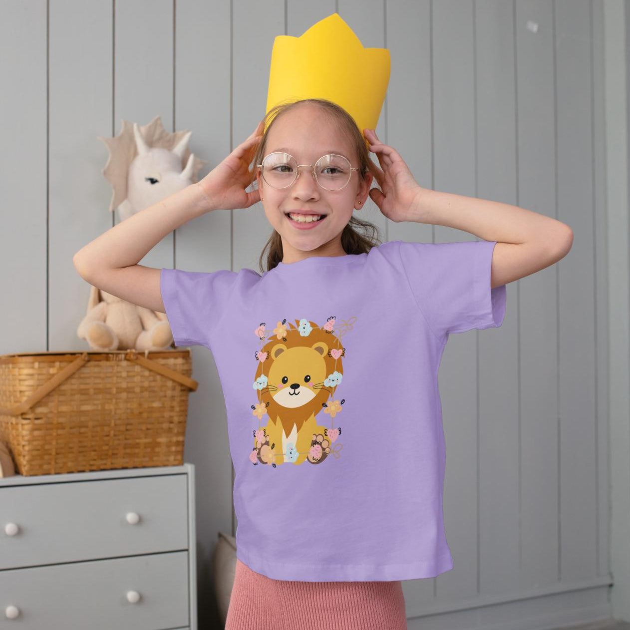 Kids Baby Lion Unisex Tshirt Iris Lavender by ZealforTee