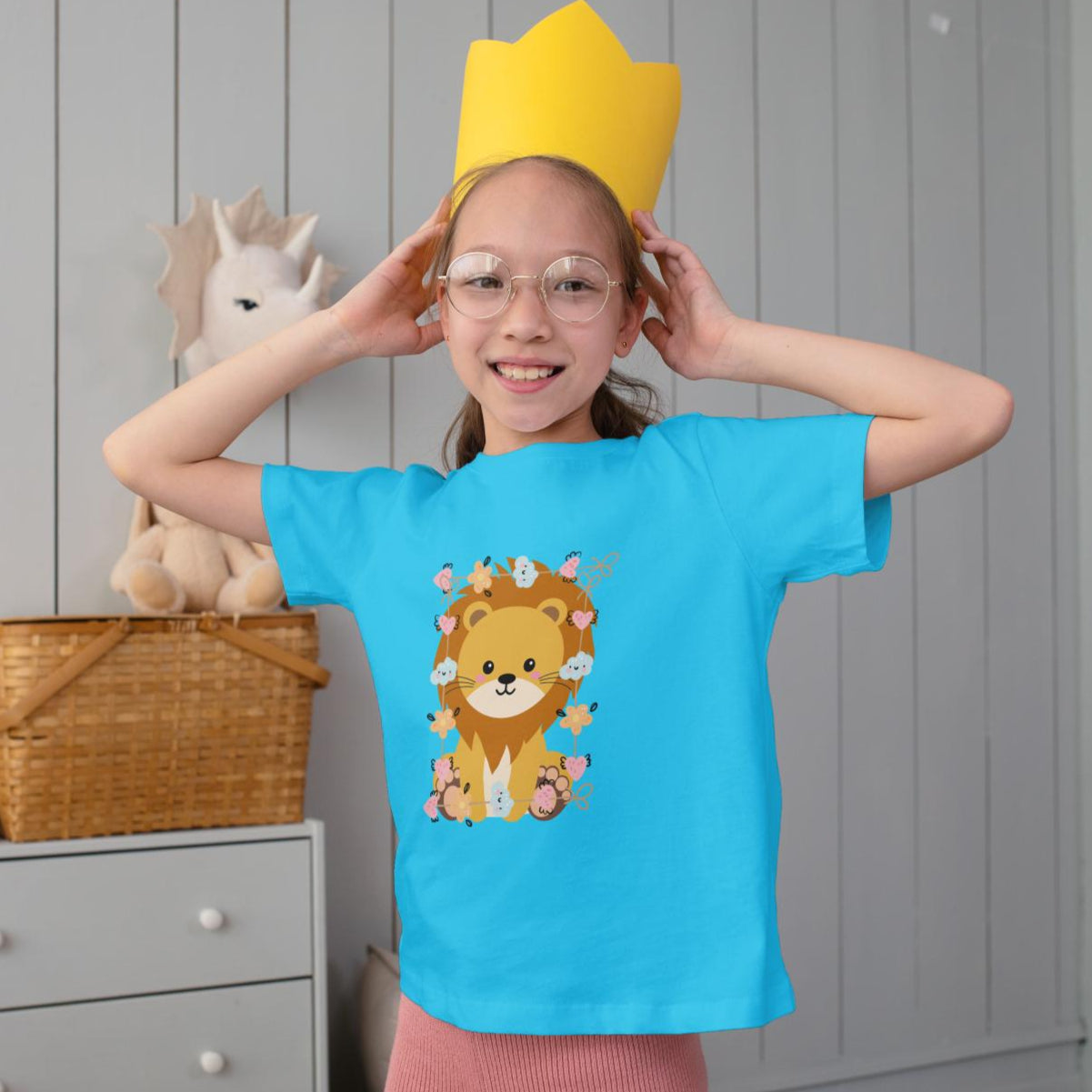 Kids Baby Lion Unisex Tshirt Light Pink by ZealforTee