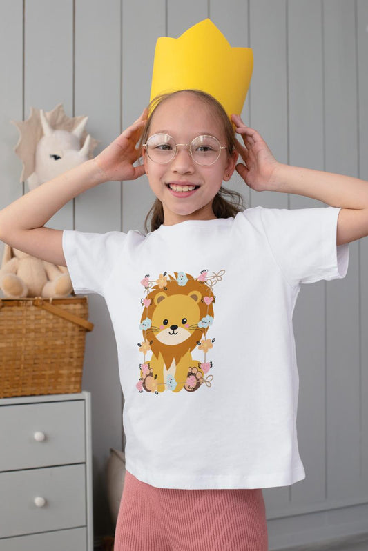Kids Baby Lion Unisex Tshirt White by ZealforTee