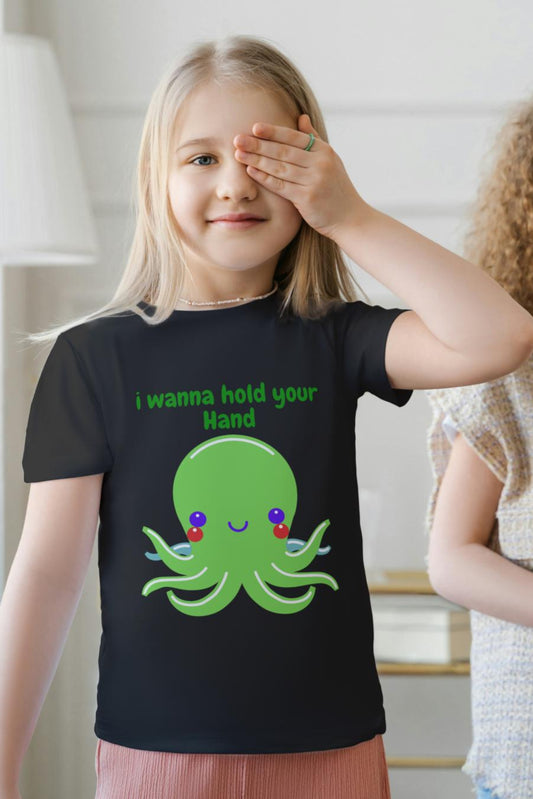 Kids Baby Octopus Unisex Tshirt Black by ZealforTee