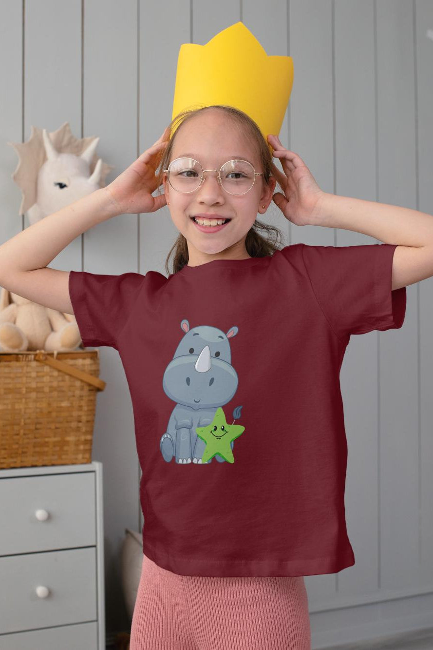 Kids Baby Rhino Unisex Tshirt Maroon by ZealforTee