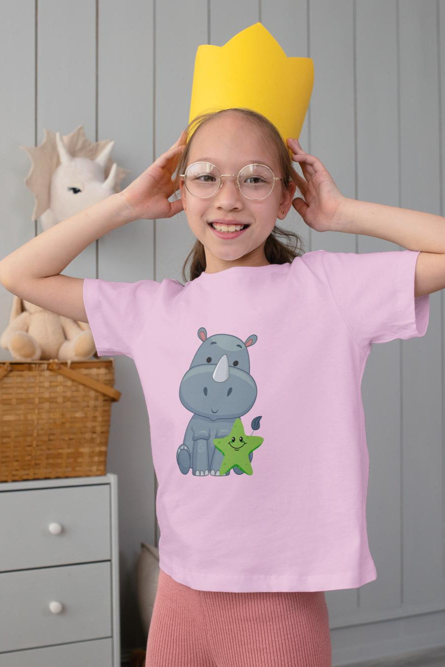 Kids Baby Rhino Unisex Tshirt White by ZealforTee