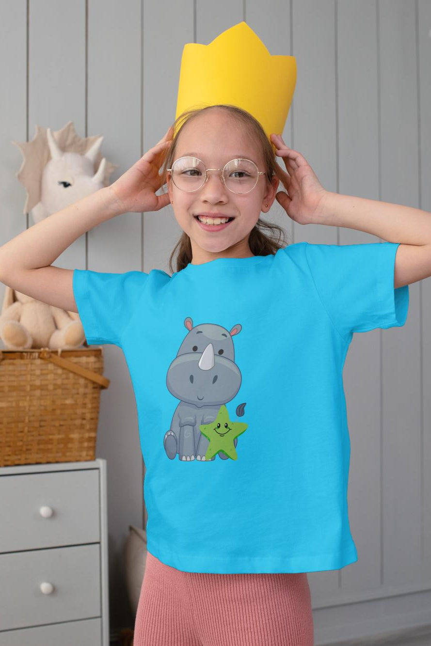 Kids Baby Rhino Unisex Tshirt White by ZealforTee