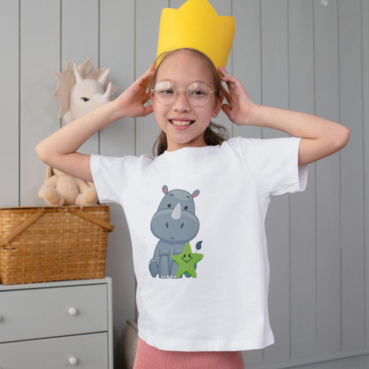Kids Baby Rhino Unisex Tshirt Black by ZealforTee