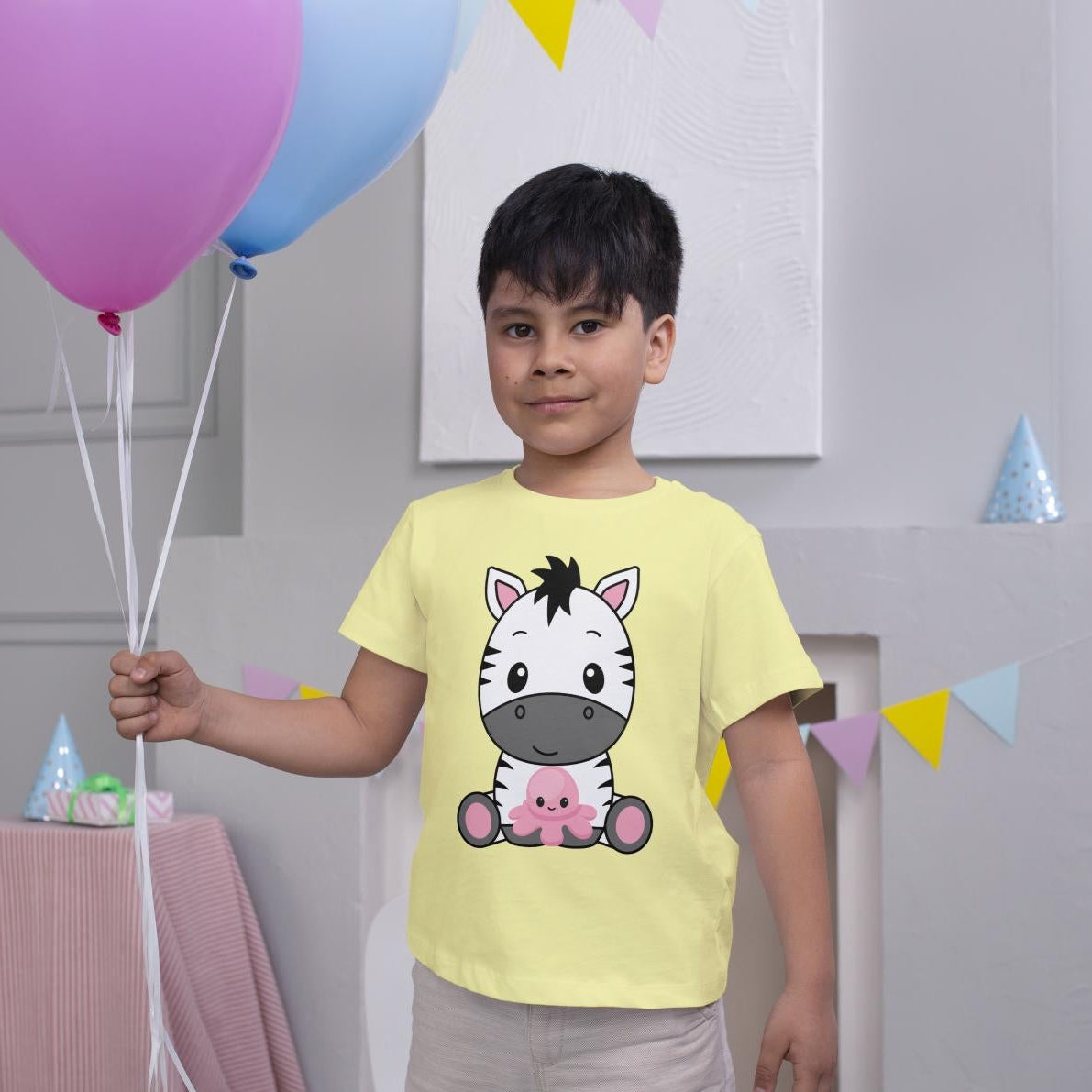 Kid's Baby Zebra Unisex Tshirt Butter Yellow by ZealforTee