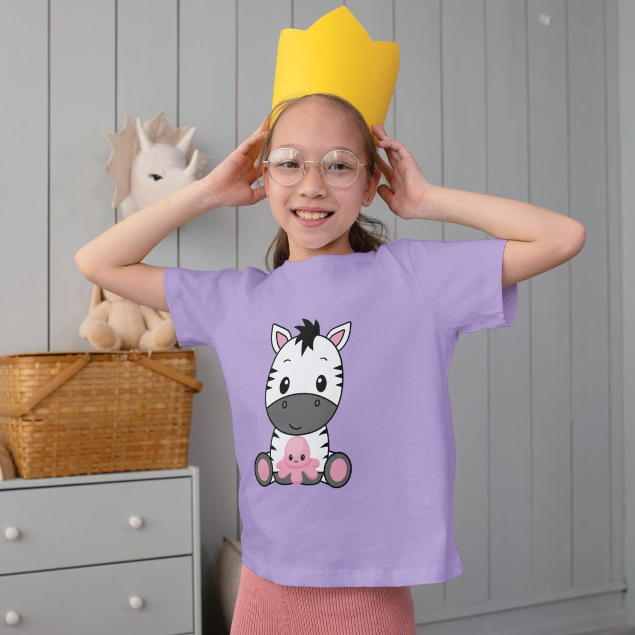 Kid's Baby Zebra Unisex Tshirt Black by ZealforTee