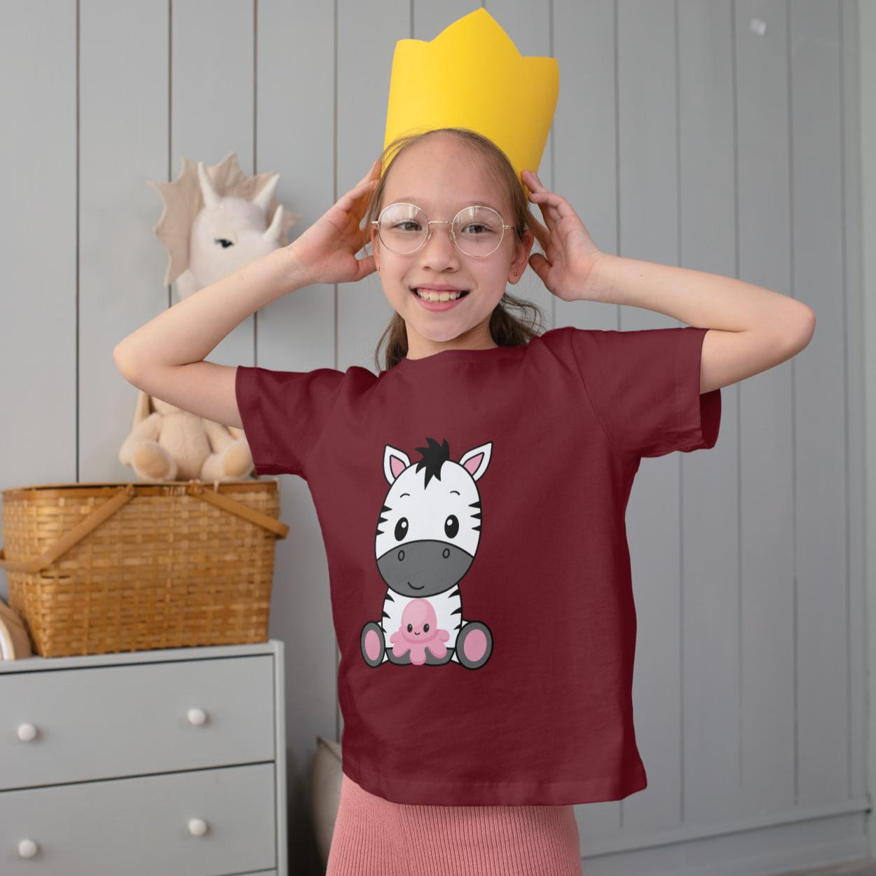 Kid's Baby Zebra Unisex Tshirt White by ZealforTee