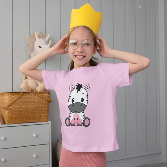 Kid's Baby Zebra Unisex Tshirt Light Pink by ZealforTee