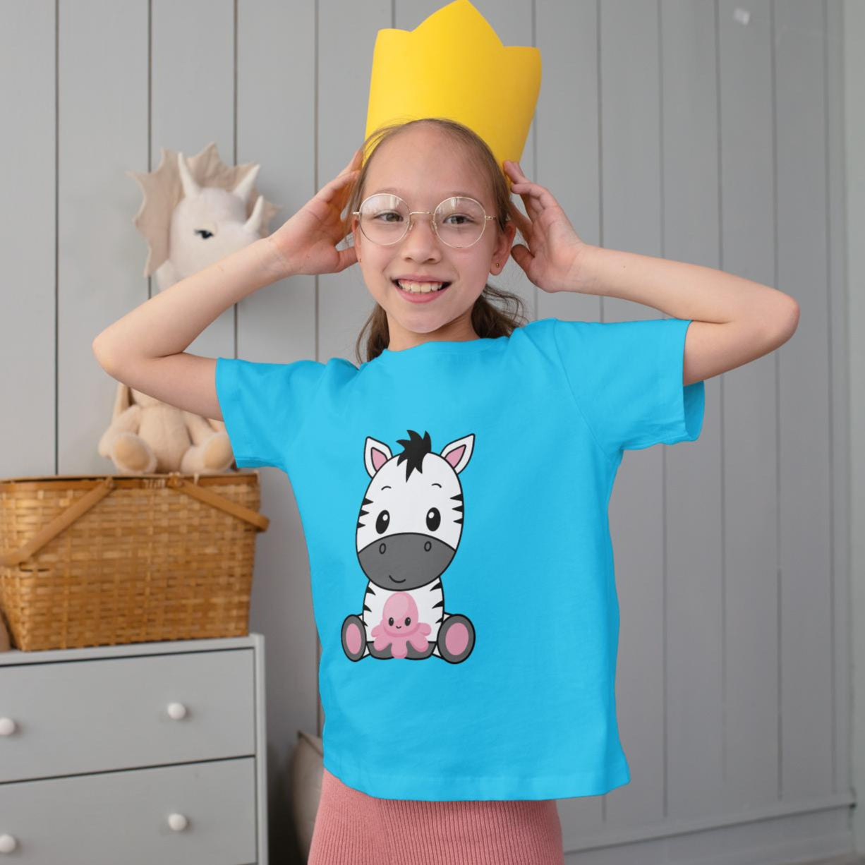 Kid's Baby Zebra Unisex Tshirt White by ZealforTee