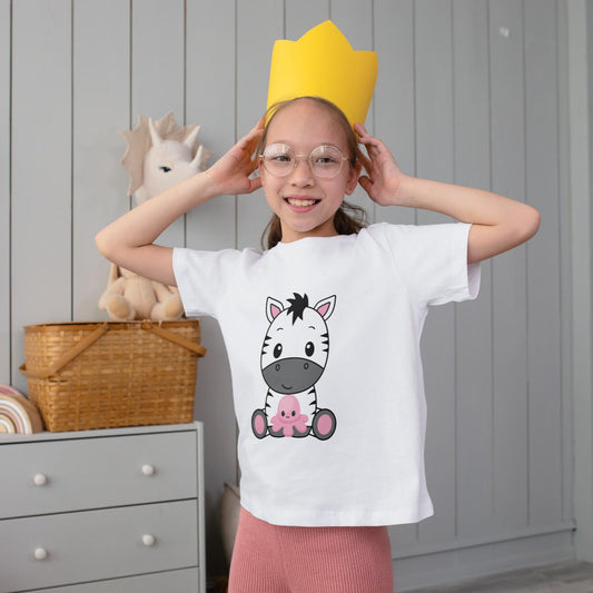 Kid's Baby Zebra Unisex Tshirt Sky Blue by ZealforTee