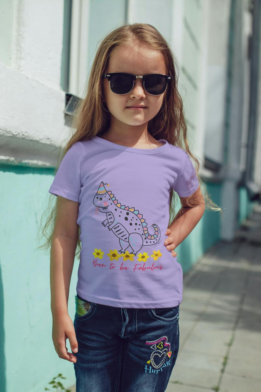 Kid's Baby Dino Unisex Tshirt Iris Lavender by ZealforTee