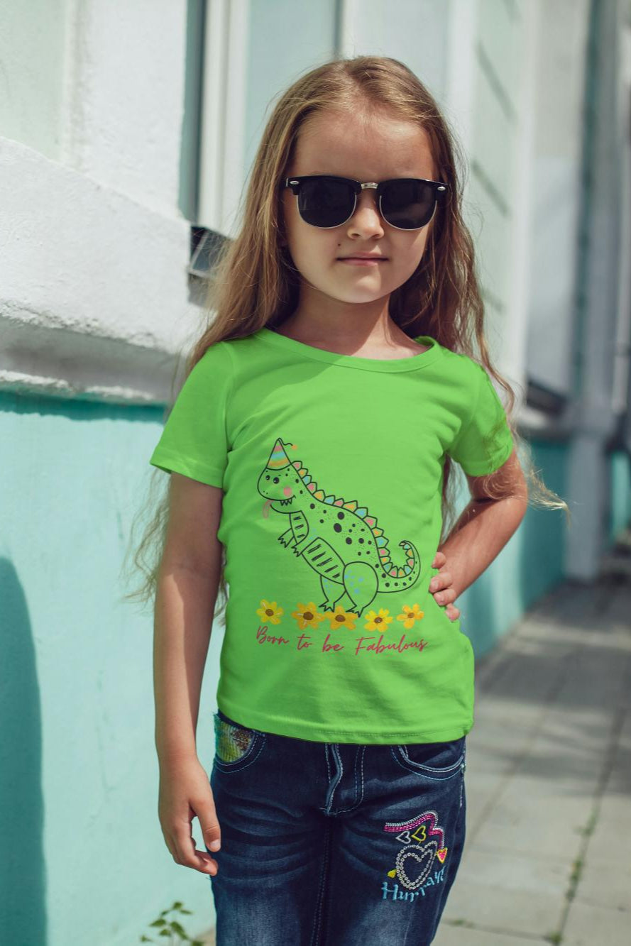 Kid's Baby Dino Unisex Tshirt Liril Green by ZealforTee