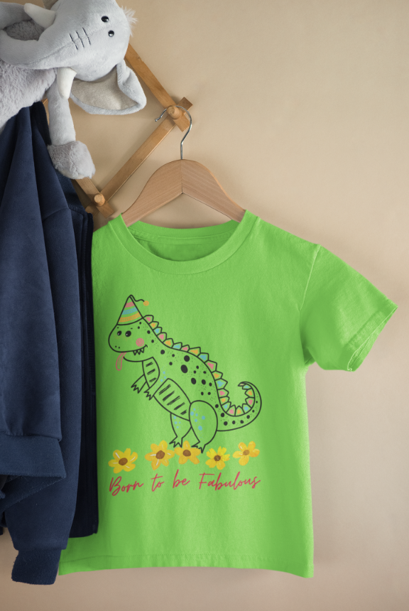 Kid's Baby Dino Unisex Tshirt Liril Green by ZealforTee
