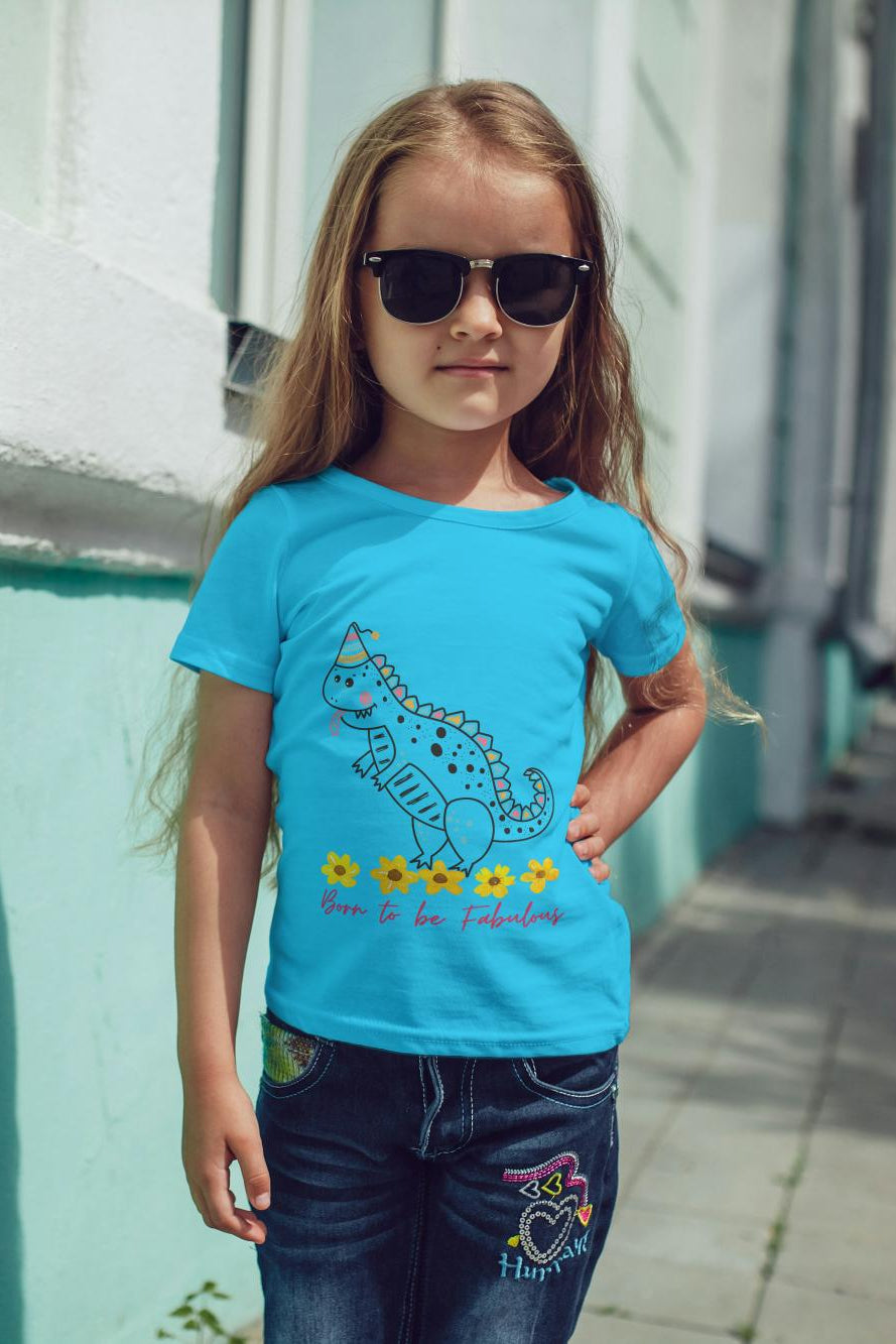 Kid's Baby Dino Unisex Tshirt Sky Blue by ZealforTee