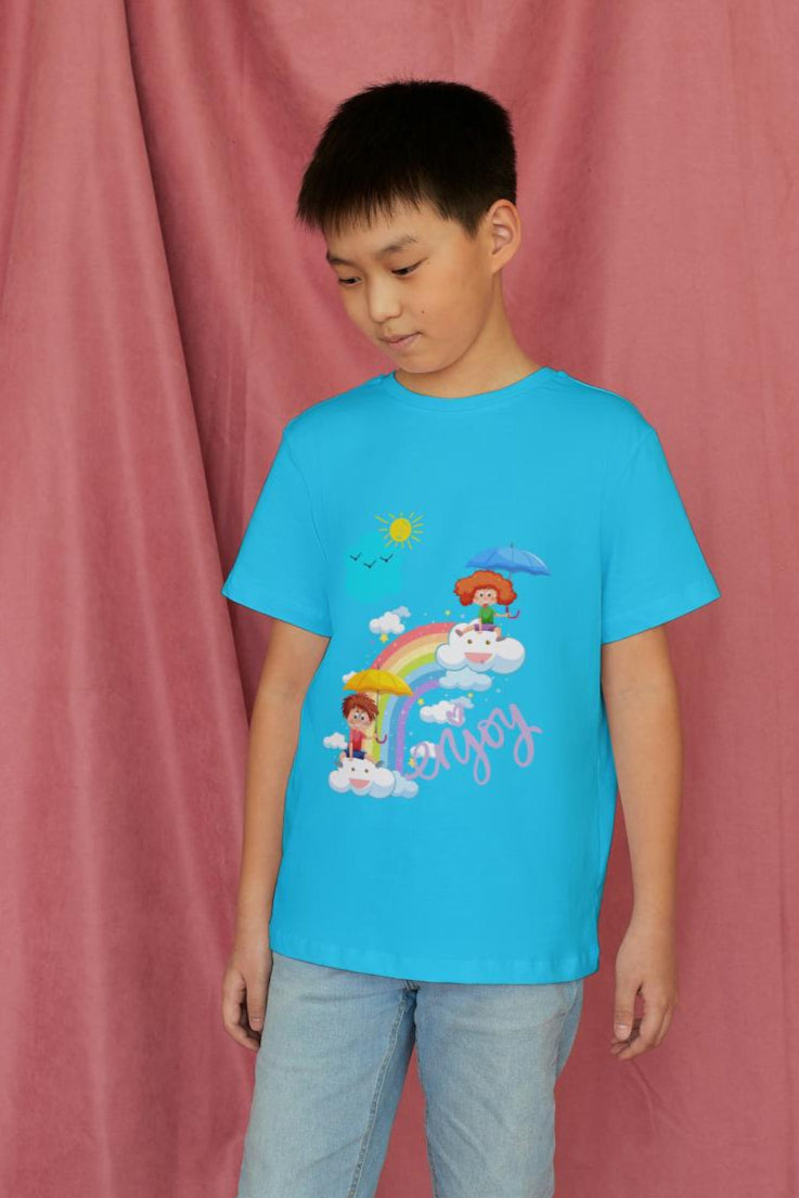Kid's Enjoy Unisex T-shirt Sky Blue by ZealforTee