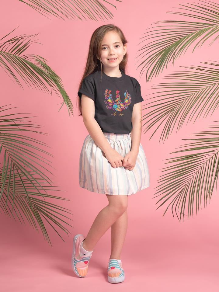 Kid's Rainbow Hen Unisex Tshirt Liril Green by ZealforTee