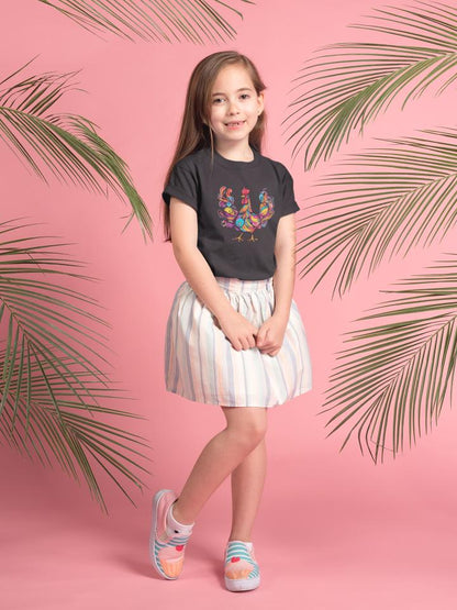 Kid's Rainbow Hen Unisex Tshirt Liril Green by ZealforTee