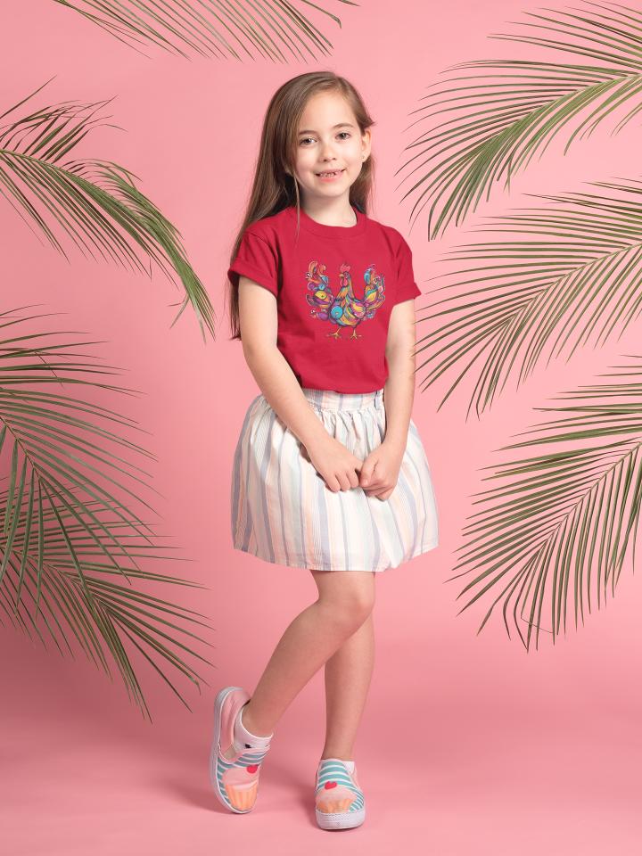 Kid's Rainbow Hen Unisex Tshirt Black by ZealforTee