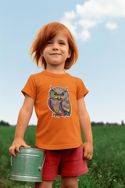 Kid's Colorful Owl Unisex T-shirt White by ZealforTee